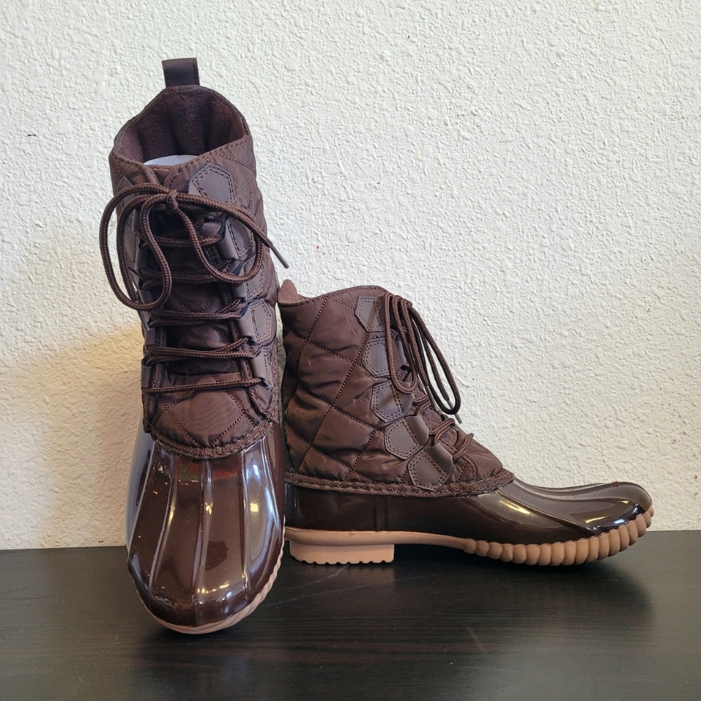 Yoki Brown Quilted Duck Boots